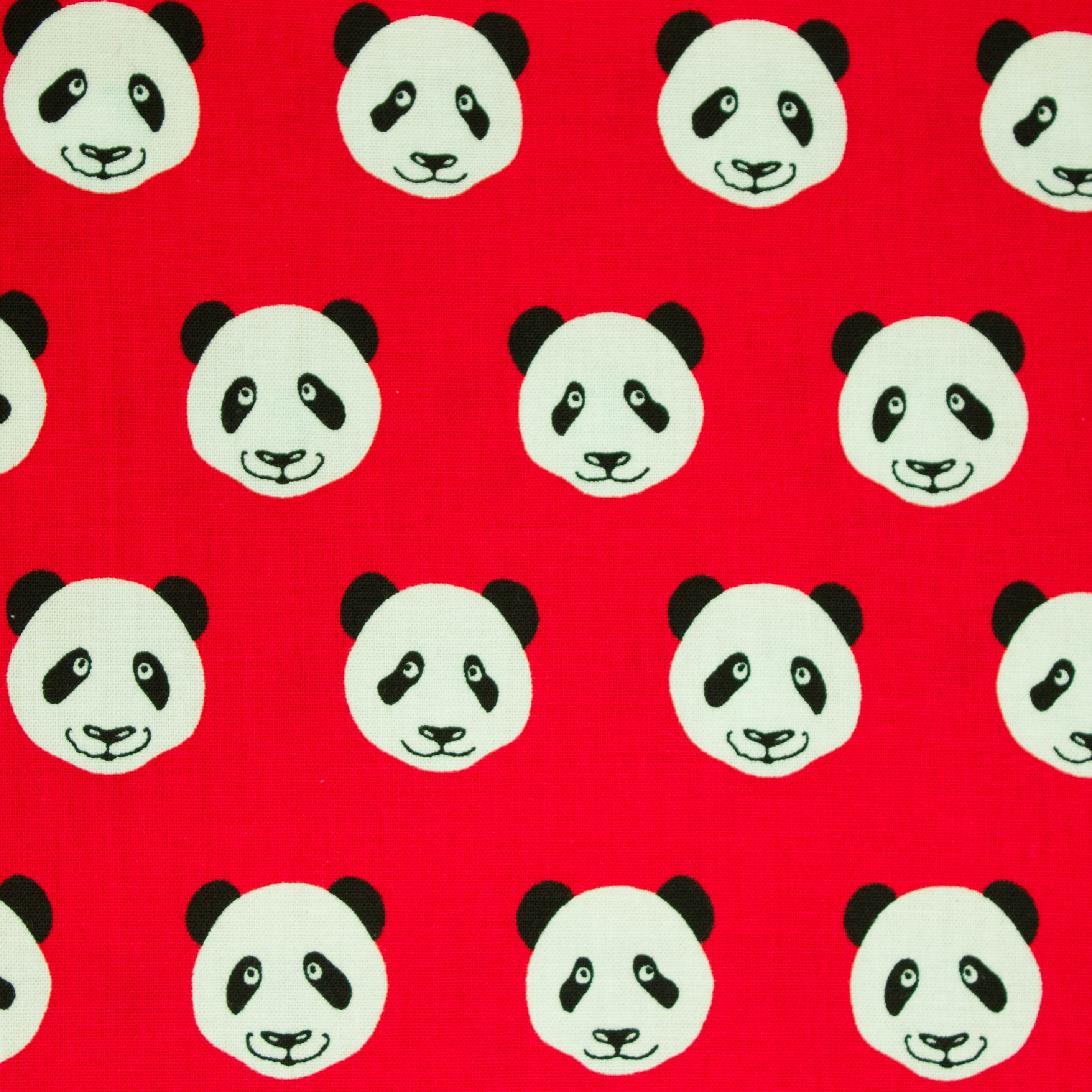 Katoen rood met panda's